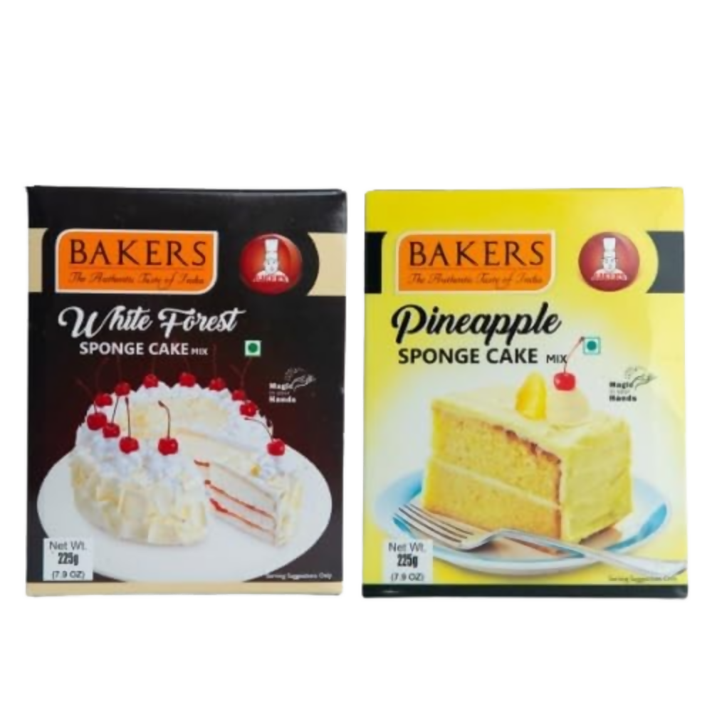 BAKERS Sponge Cake Mix Combo - White Forest & Pineapple - Dista