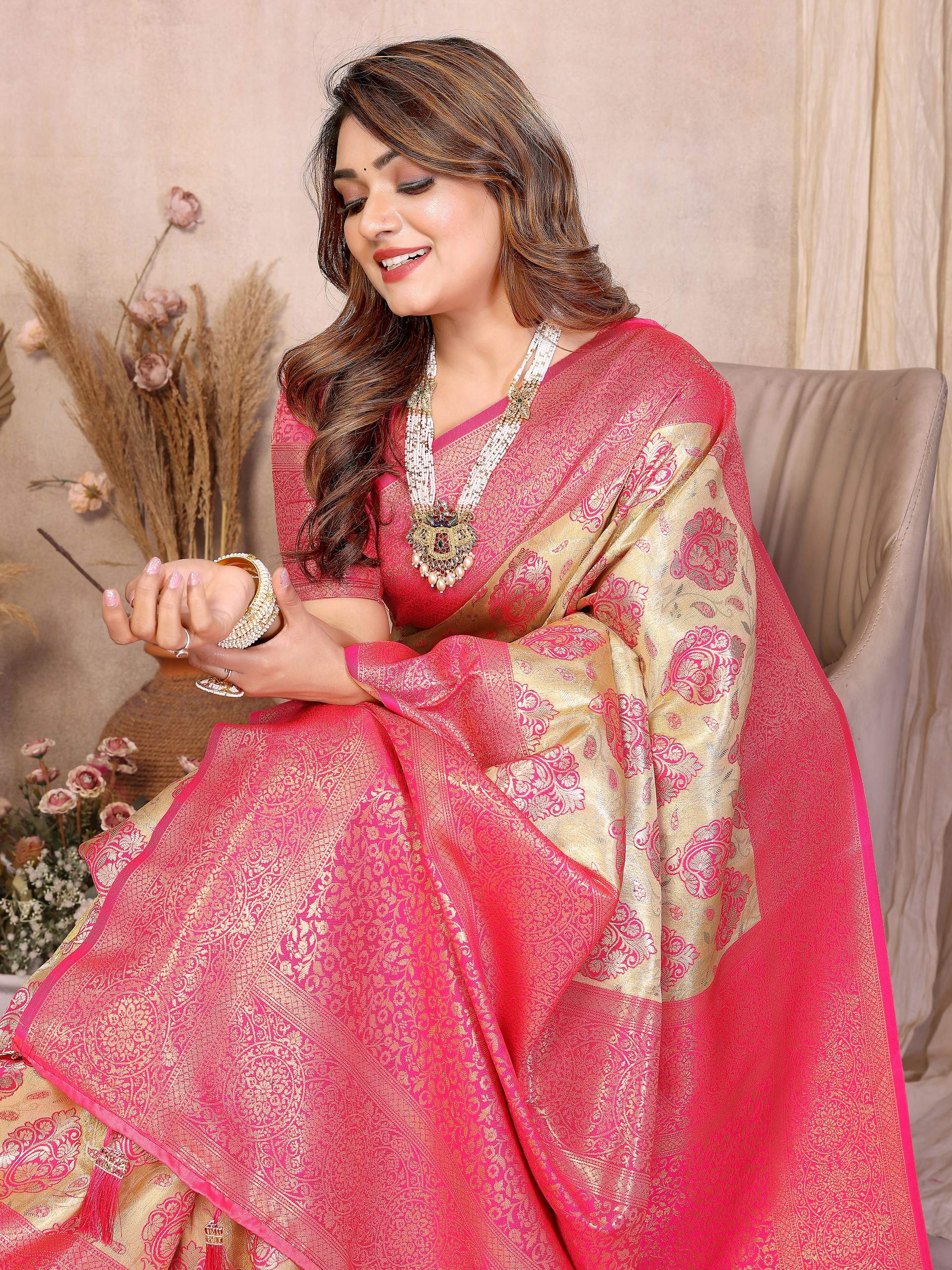 Aastha Fashion Yellow Banarasi Tissue Silk Weaving Saree - Distacart