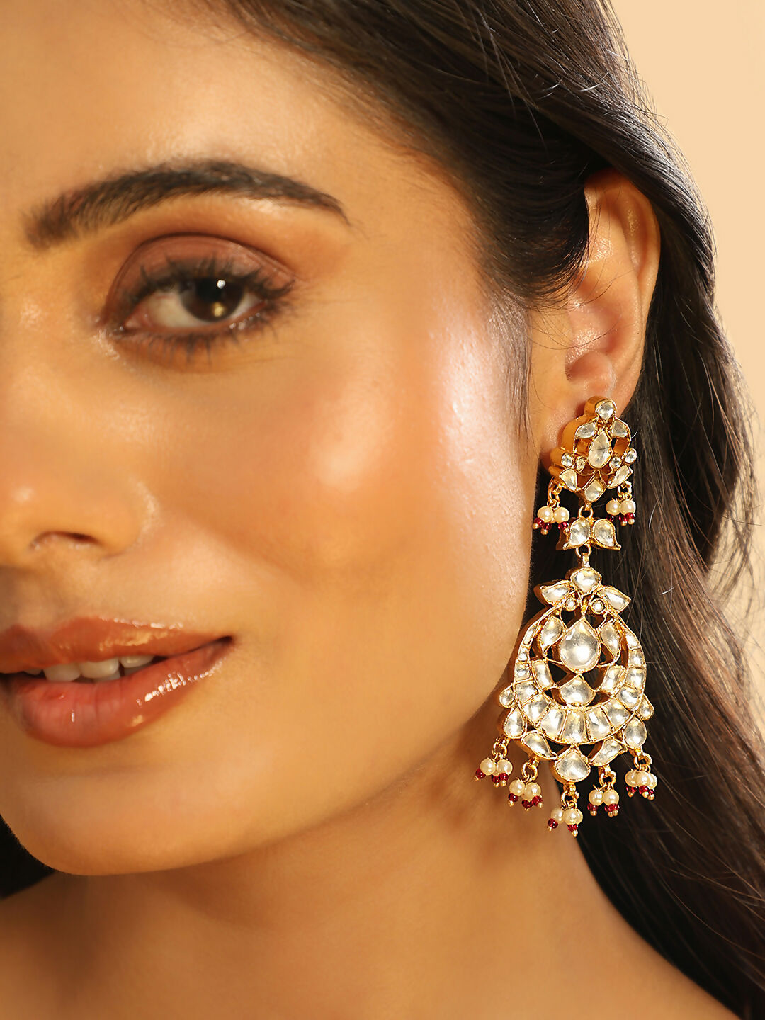 Nuyug 22K Gold Plated Serenoor Pearl Chandbali Earrings