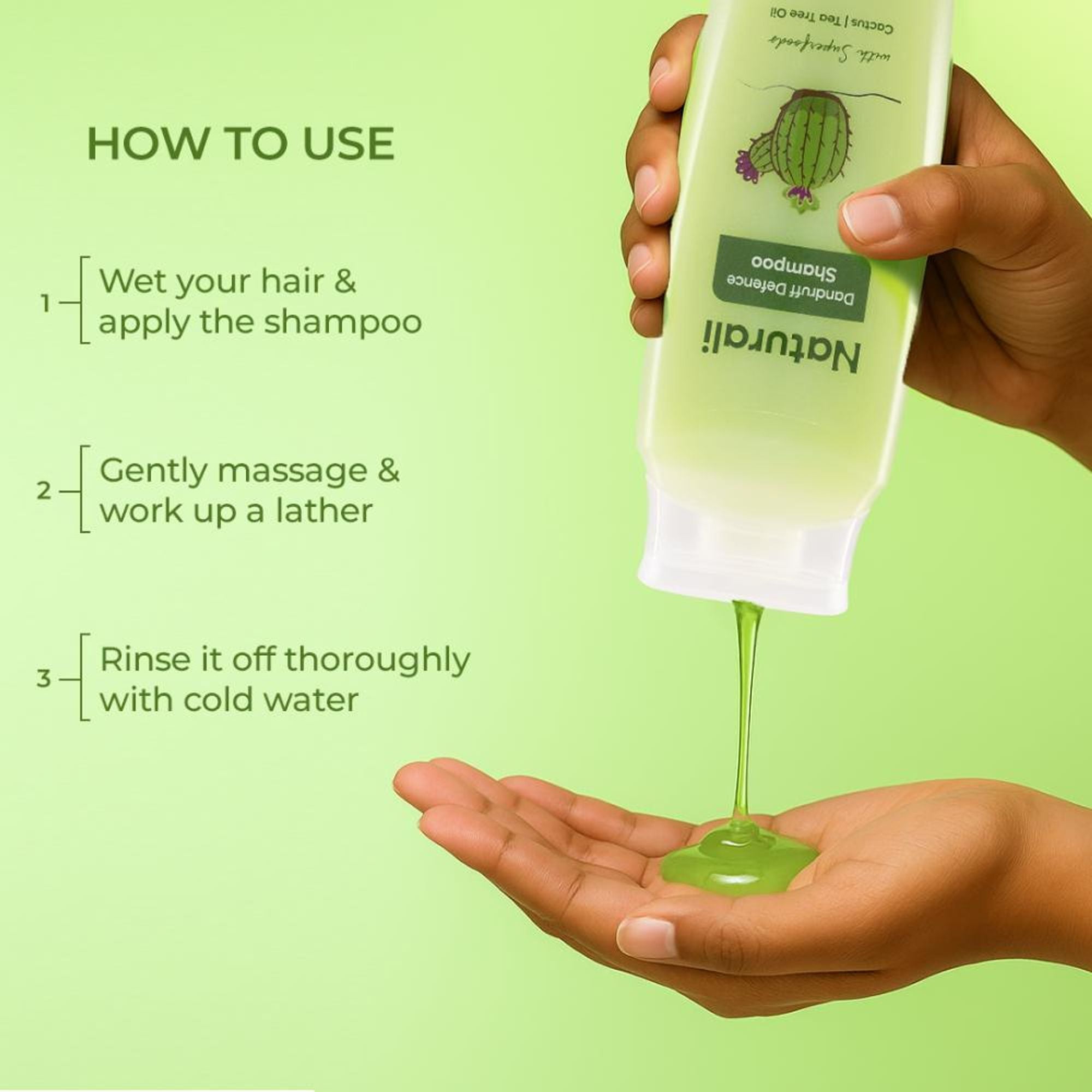 Naturali Dandruff Defence Shampoo With Cactus Extract, Tea Tree Oil & Climbazole