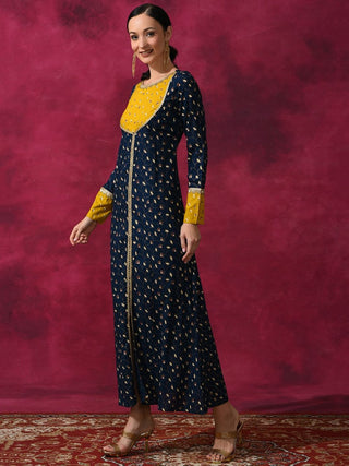 Aks Ethnic Motifs Printed Zari Anarkali Kurta - Distacart