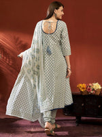 Thumbnail for Anouk Women Floral Printed Panelled Pure Cotton Kurta with Churidar & With Dupatta
