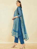 Thumbnail for Soch Bandhani Printed Regular Gotta Patti Kurta with Trousers & Dupatta - Distacart