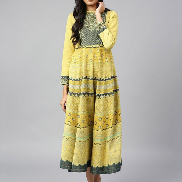 AURELIA Printed Ethnic Motifs Satin Ethnic Dress - Distacart