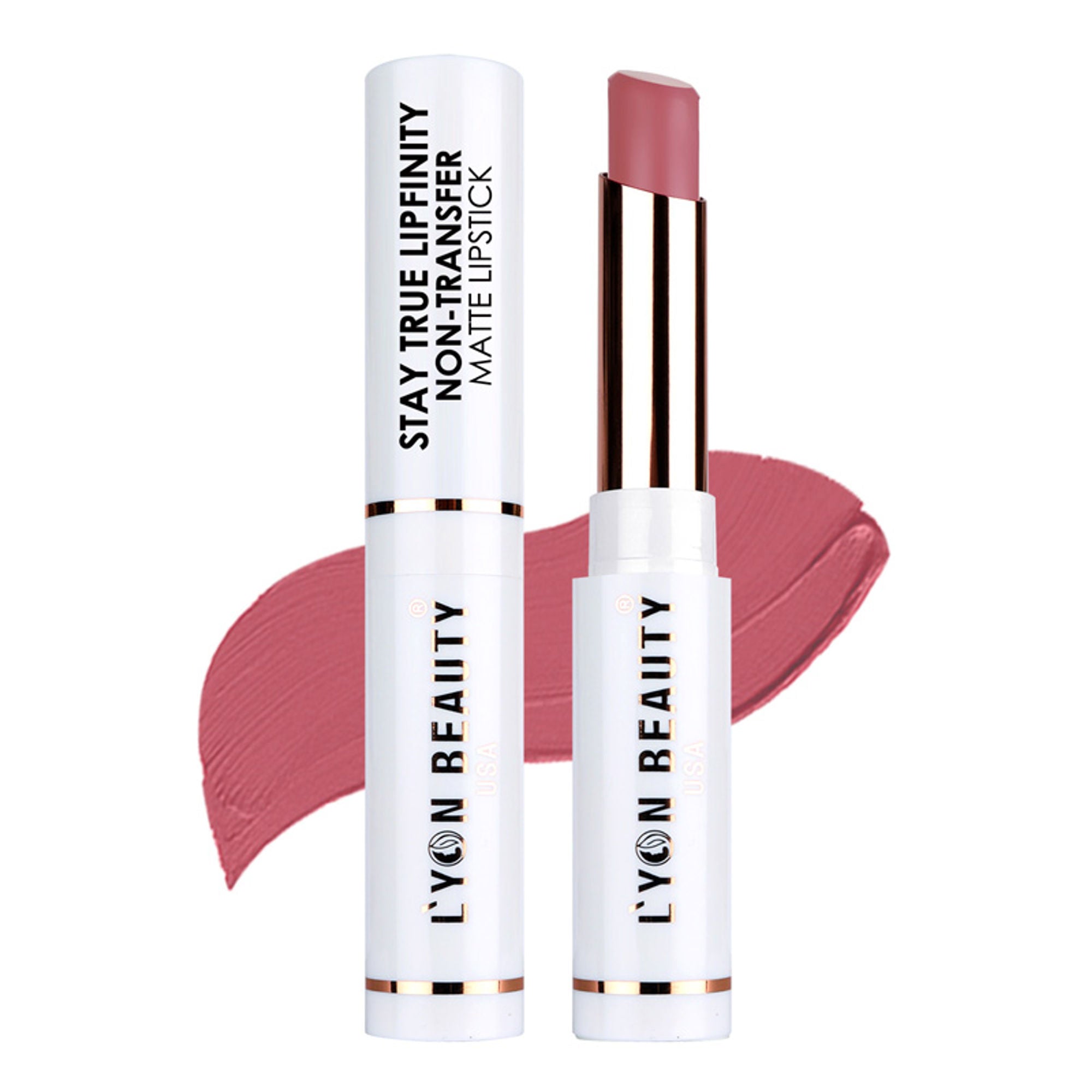 Lyon Beauty Stay True Lipfinity Non Transfer Matte Lipstick - Nude Rose 02 - Distacart