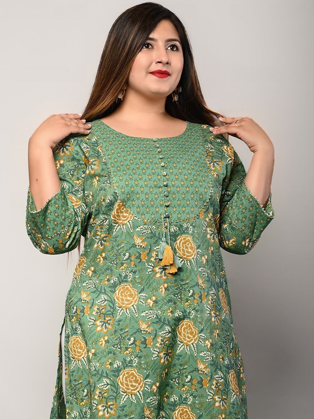 Swasti Women Green Floral Printed Floral Kurta - Distacart