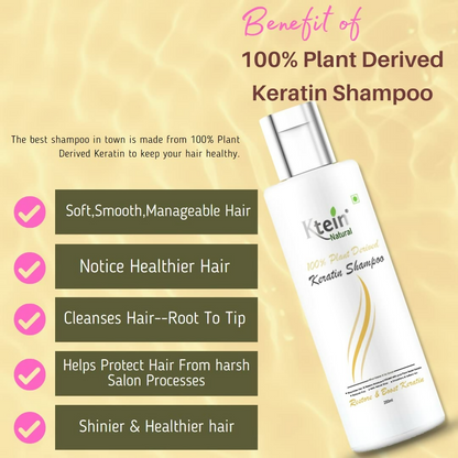 Ktein Natural 100% Plant Derived Keratin Shampoo & Conditioner Combo - Distacart