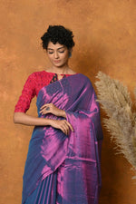 Thumbnail for Very Much Indian Fusion Cotton Tissue Shimmer Saree - Dual Tone Purple - Distacart