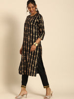 Thumbnail for All About You Women Black Ethnic Motifs Printed Regular Kurta with Trousers & With Dupatta - Distacart