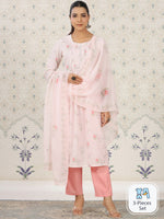 Thumbnail for Ode by House of Pataudi Floral Printed Pleated Kurta & Trousers With Dupatta - Distacart