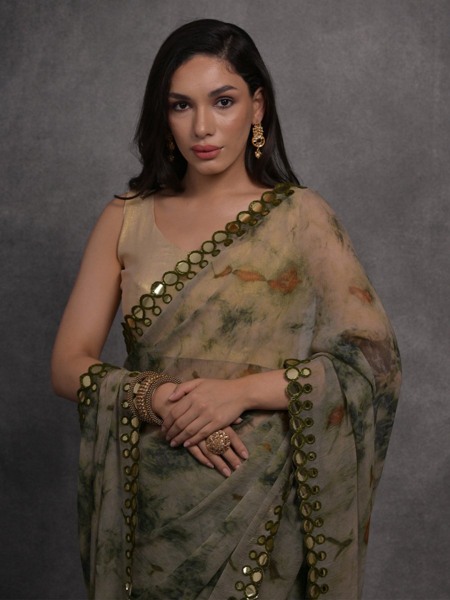 Anouk Abstract Woven Design Pure Georgette Saree - Distacart