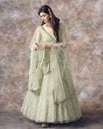 Thumbnail for Jyoti Fashion Catching Aqua Green 3MM Sequin with Jari Embroidered Net Lehenga Choli with Dupatta - Distacart