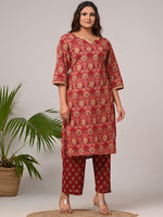 Thumbnail for Swasti Women Floral Printed Regular Sequinned Pure Cotton Kurta with Trousers & With Dupatta - Distacart