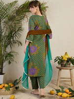 Thumbnail for Indo Era Women Floral Printed Regular Beads and Stones Kurta with Trousers & With Dupatta