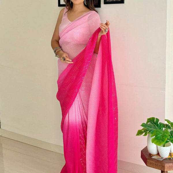 Anouk Embellished Sequinned Pure Georgette Designer Saree - Distacart