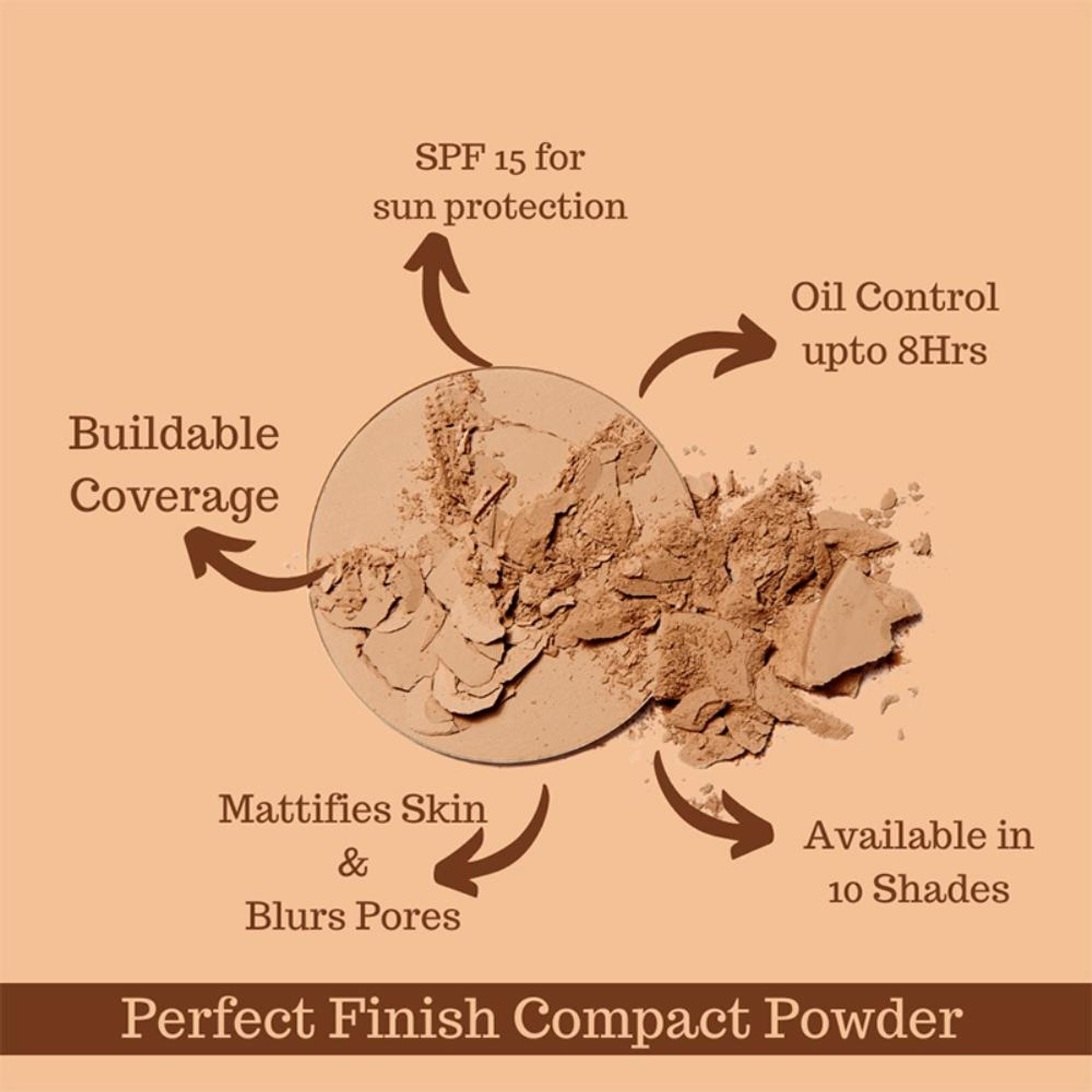 CUFFS N LASHES Perfect Finish Pressed Powder Compact With SPF 15 - 06 Medium - Distacart