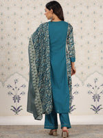 Thumbnail for Ode by House of Pataudi Floral Printed Panelled Gotta Patti Pure Cotton Kurta Set - Distacart