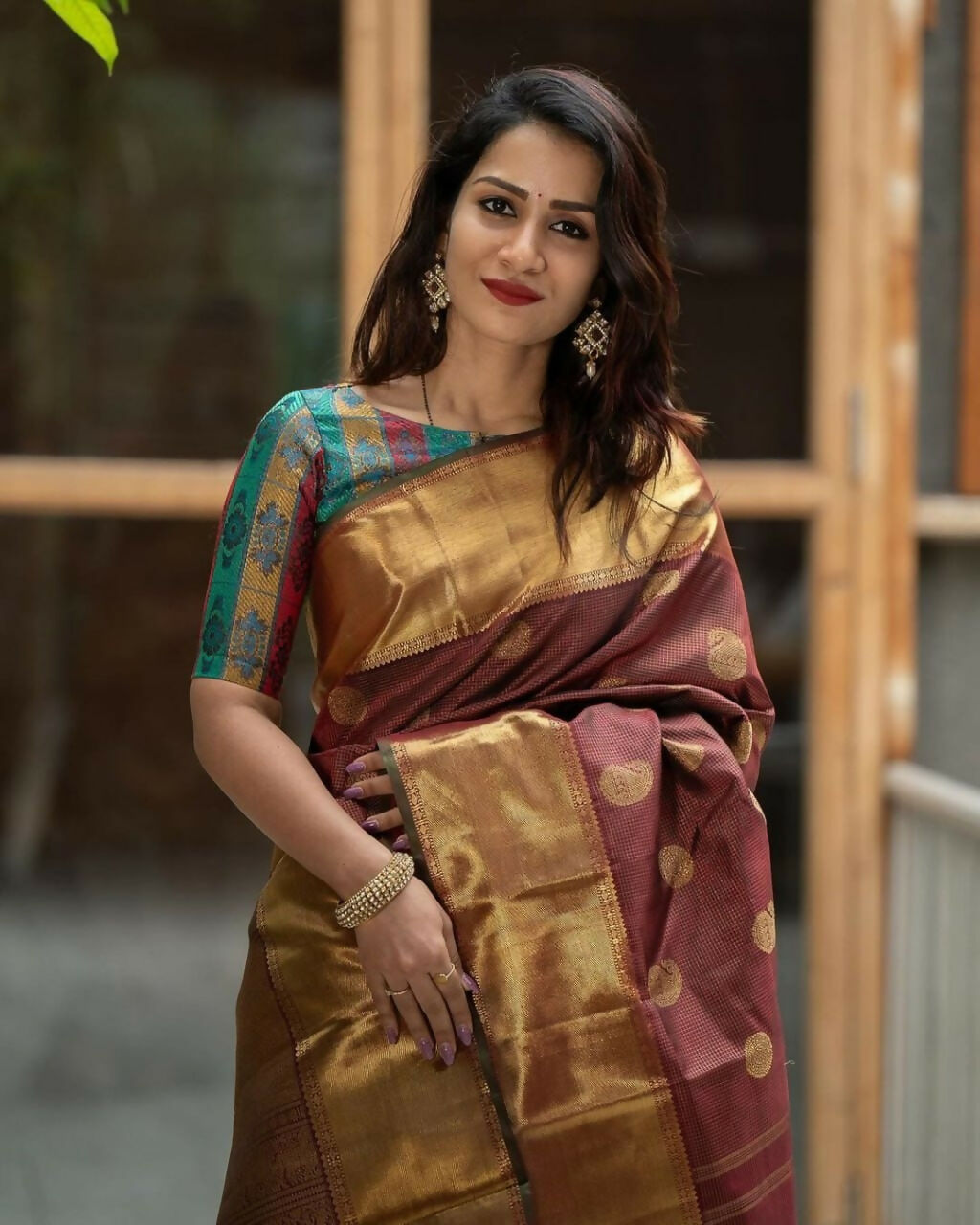 Preksha Creation Banarasi Saree With Zari Work - Brown - Distacart