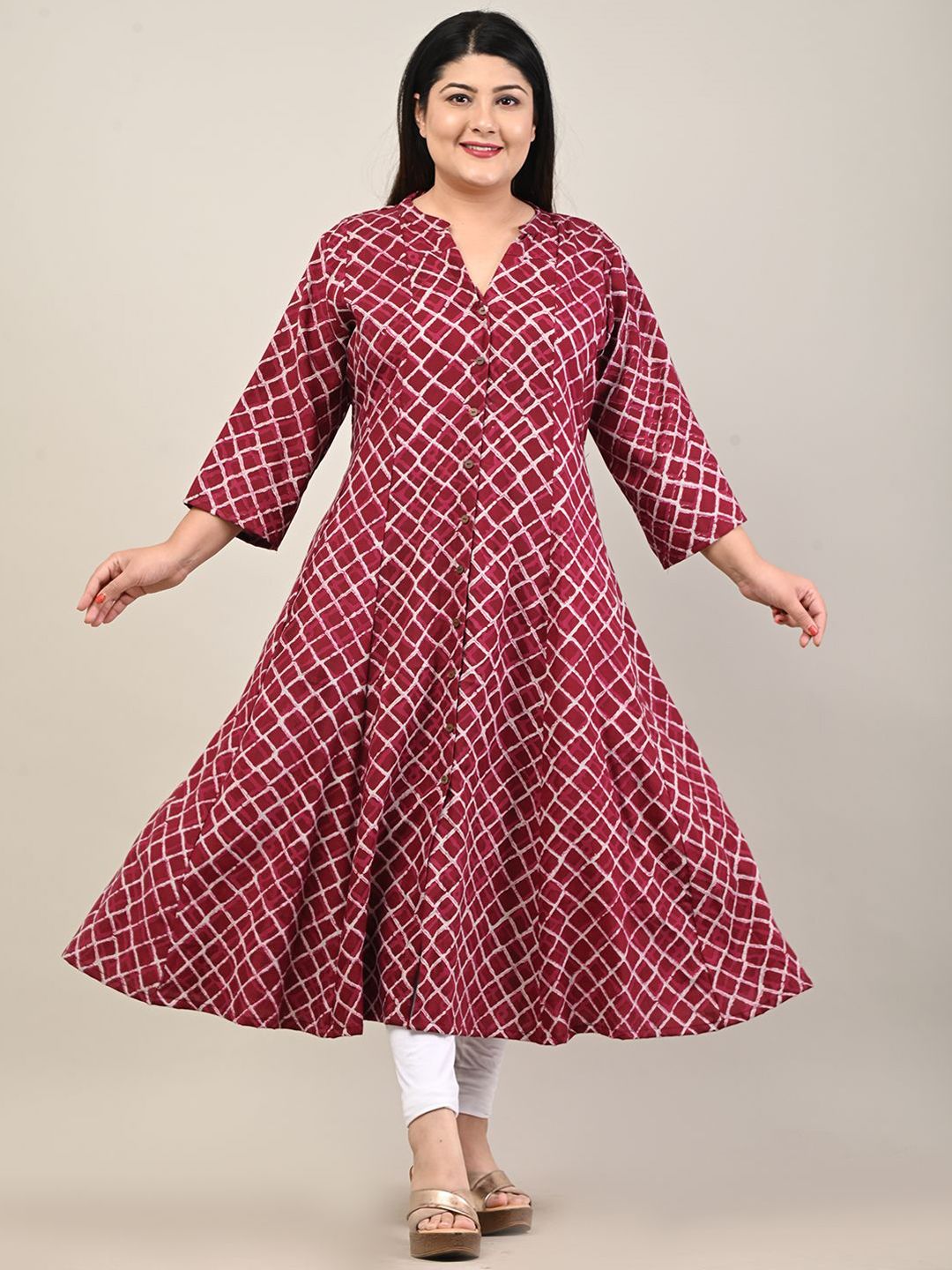 Swasti Geometric Printed Panelled A-Line Kurta - Distacart
