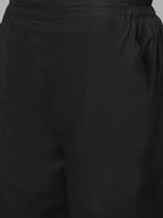 Thumbnail for ADA Women Black & Rust Orange Chikankari Embroidered Sustainable Handloom Kurta with Trousers - Distacart