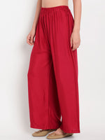 Thumbnail for TAG 7 Women Maroon Solid Flared Palazzos