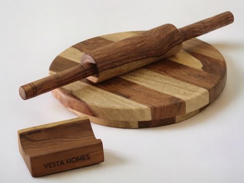 Vesta Homes Wooden Chakla Belan Set for Kitchen | 9 * 9 * 1.5, 13 * 1.75 Inches