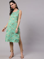 Thumbnail for Aks Woven Design Round Neck Straight Kurta - Distacart