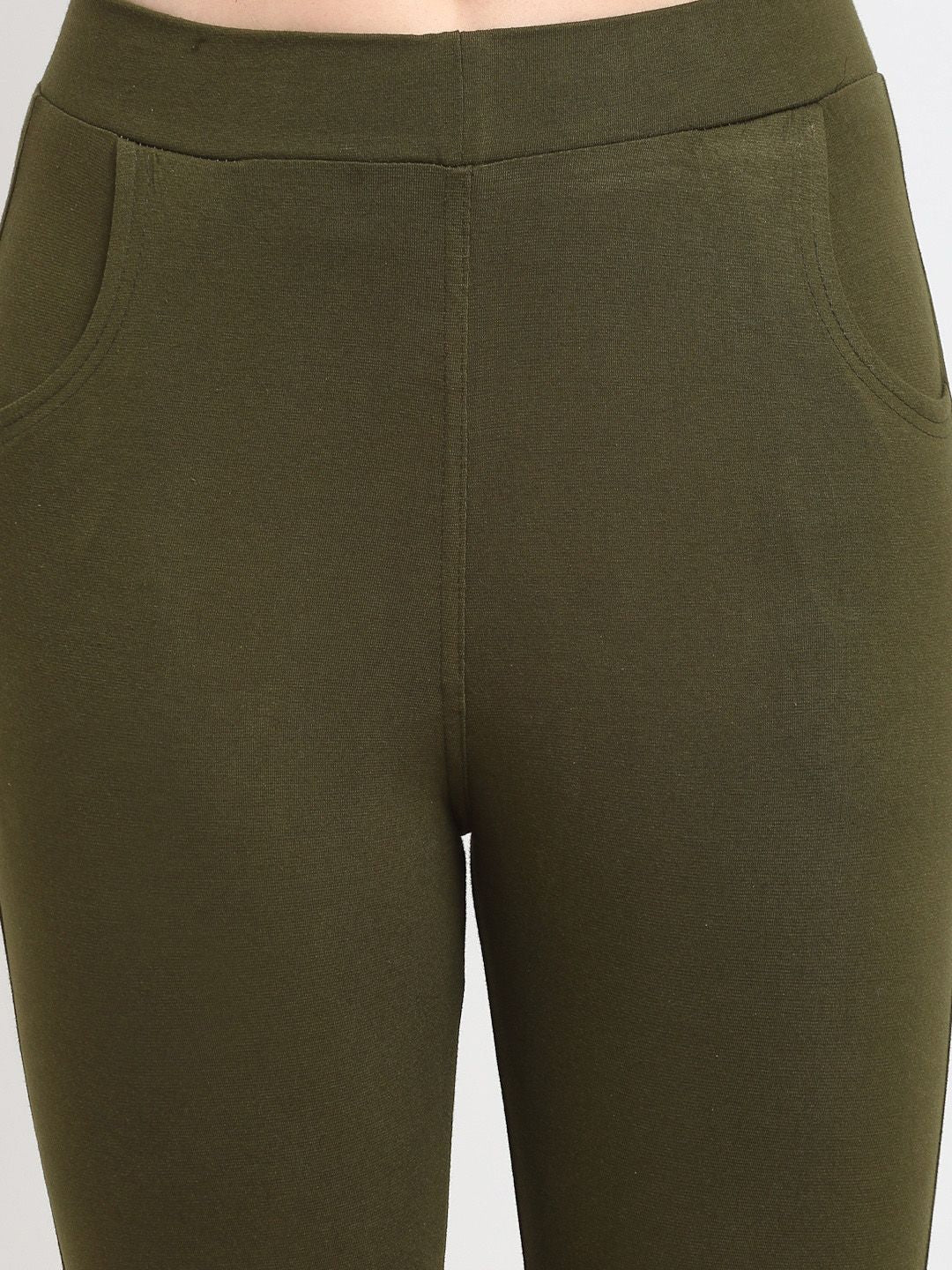 TAG 7 WOMEN Olive Green & Pink Pack of 2 Leggings