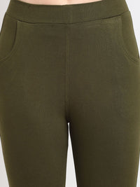 Thumbnail for TAG 7 WOMEN Olive Green & Pink Pack of 2 Leggings