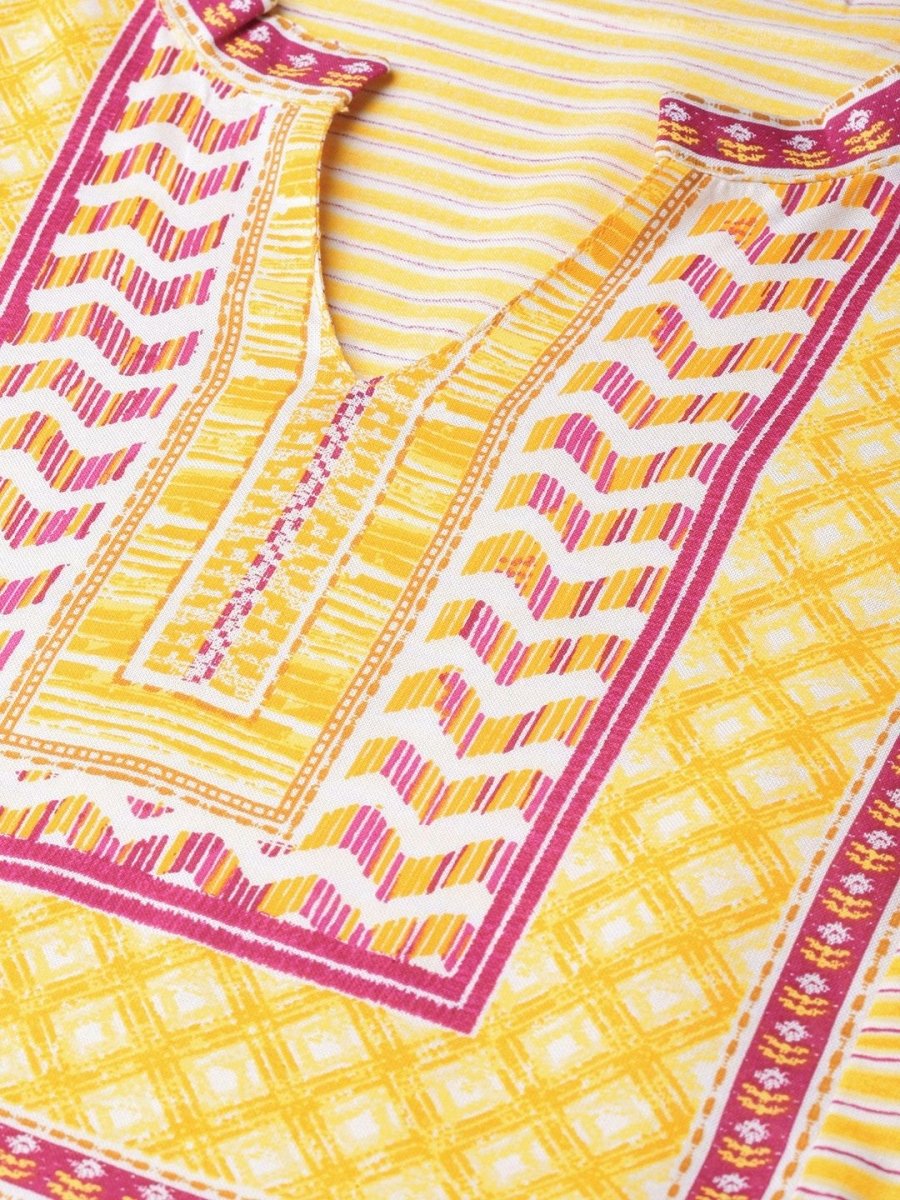 AURELIA Women Yellow & Magenta Striped Maxi Dress - Distacart