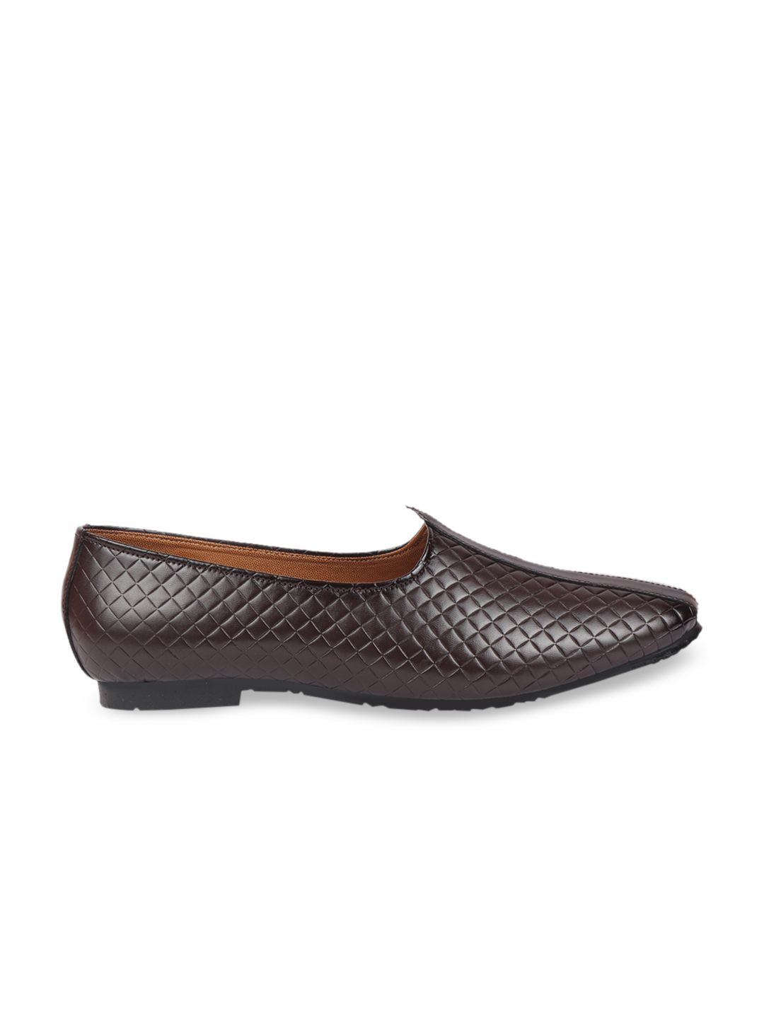 FAUSTO Men Brown Light Weight Patent Leather Mojaris