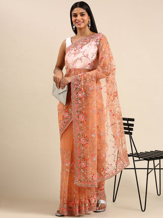 kasee Floral Embroidered Net Saree