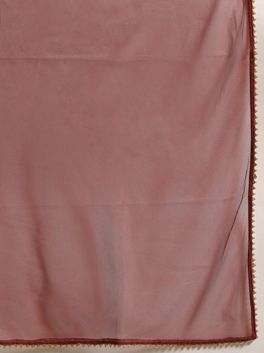 Anouk Women Rust Brown & Golden Ethnic Motifs Kurta with Trousers & With Dupatta - Distacart