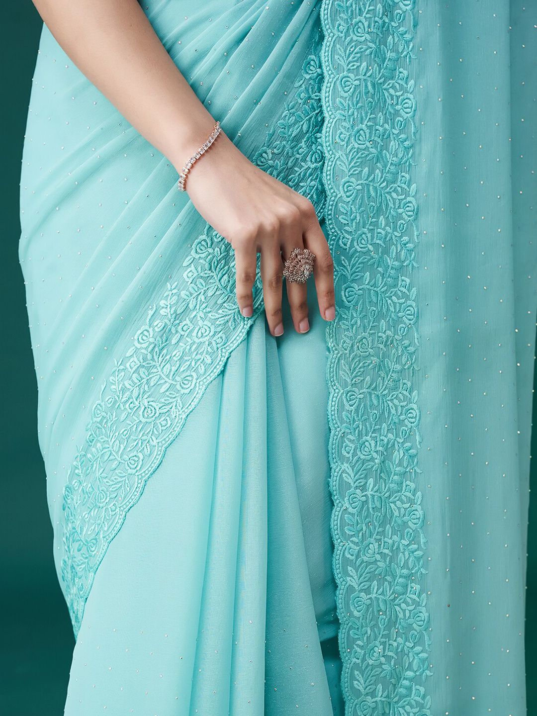 kasee Ethnic Motifs Embroidered Embellished Saree - Distacart