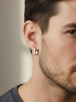 Thumbnail for NVR Men's Set of 3 Multicolour Geomatric Shaped Hoop Earrings - Distacart