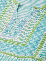 Thumbnail for AURELIA Women Blue & Off-White Striped Maxi Dress - Distacart