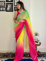 Thumbnail for Anouk Embellished Sequinned Pure Georgette Designer Saree - Distacart
