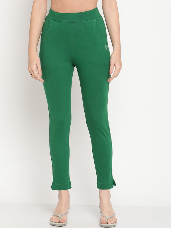 TAG 7 Women Set of 2 Maroon & Green Ankle Length Leggings - Distacart