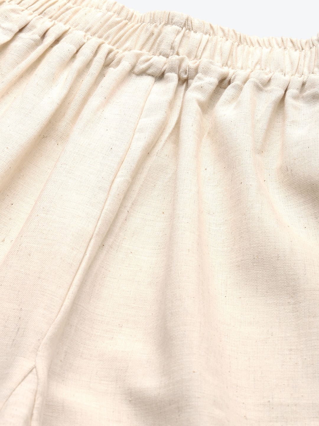 TAG 7 Women Off-White Solid Hem Design Straight Palazzos