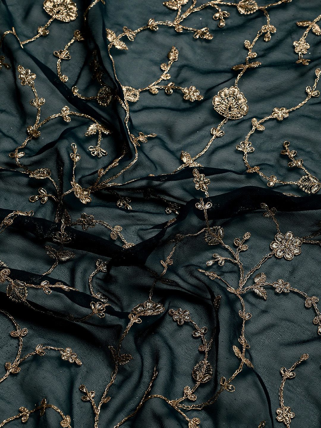 kasee Floral Zari Pure Georgette Saree - Distacart