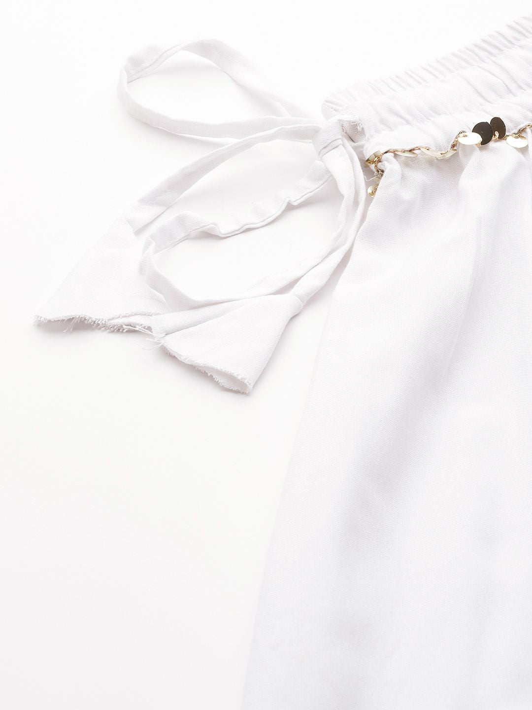 TAG 7 Women White Solid Flared Palazzos