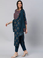 Thumbnail for Kalini Ethnic Motifs Printed Regular Kurta with Trousers & Dupatta - Distacart