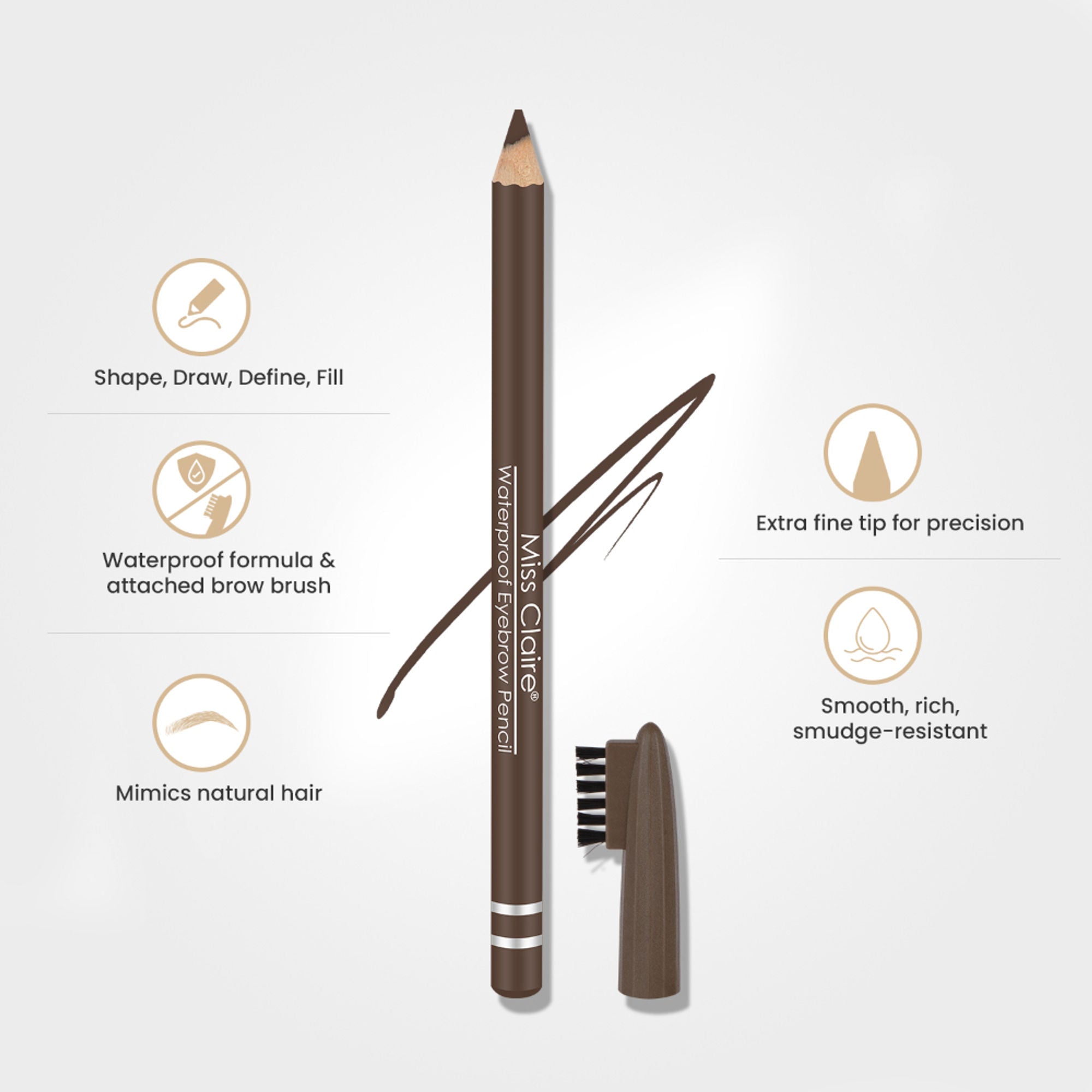 Miss Claire Waterproof Eyebrow Pencil - 03 Medium Brown