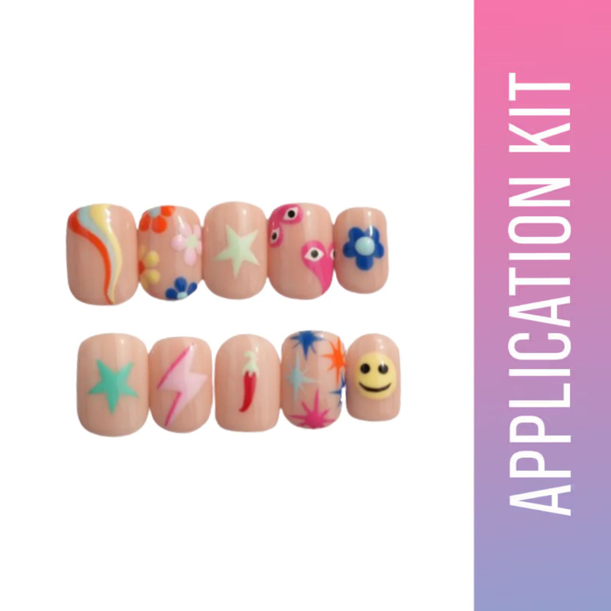 SOEZI Bold And Bright Reusable Press On Nails - Application Kit