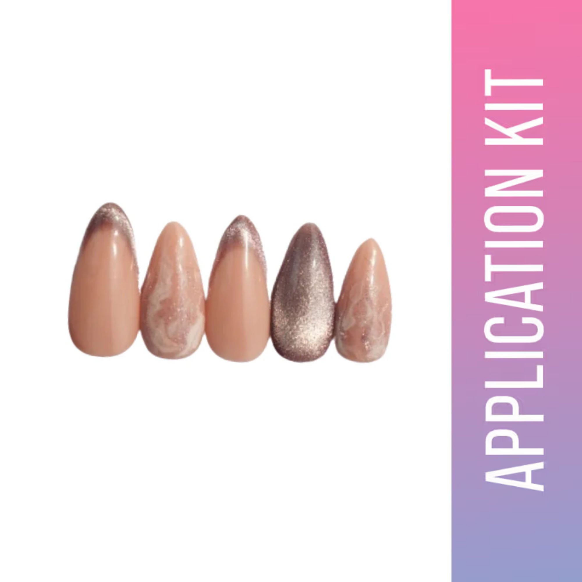 SOEZI Pink Charm Reusable Press On Nails - Application Kit