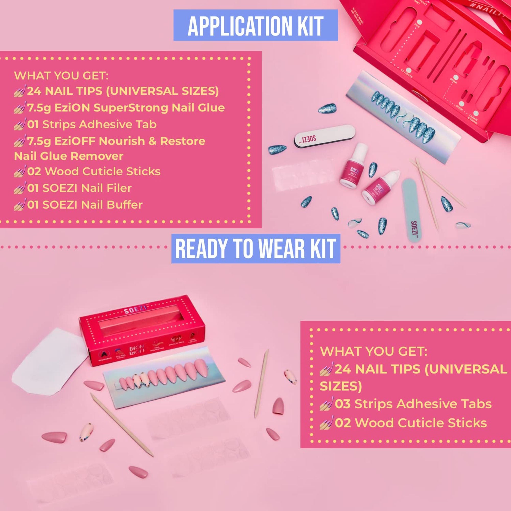 SOEZI Shelly Reusable Press On Nails - Application Kit
