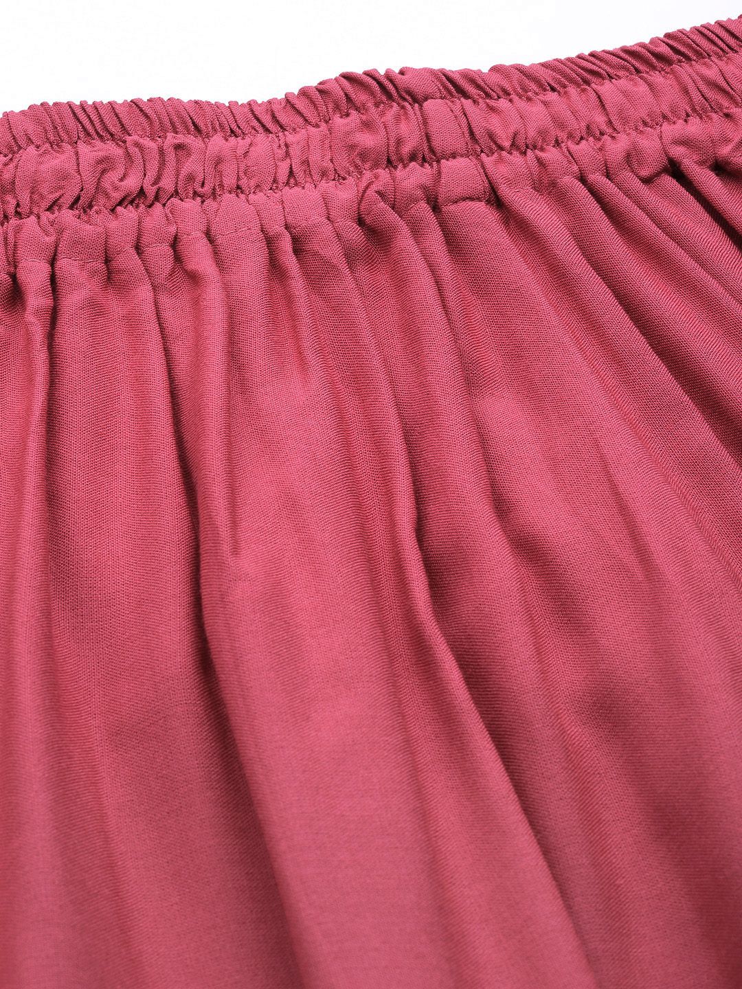 TAG 7 Women Pink Solid Wide Leg Palazzos
