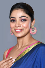 Thumbnail for Joban Fashion Women Kundan Pearl Golden White Pink Earrings - Distacart