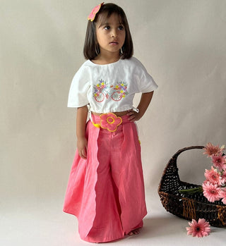 ArthLife Pink White Cycle Embroidered Co-Ord Set - Distacart