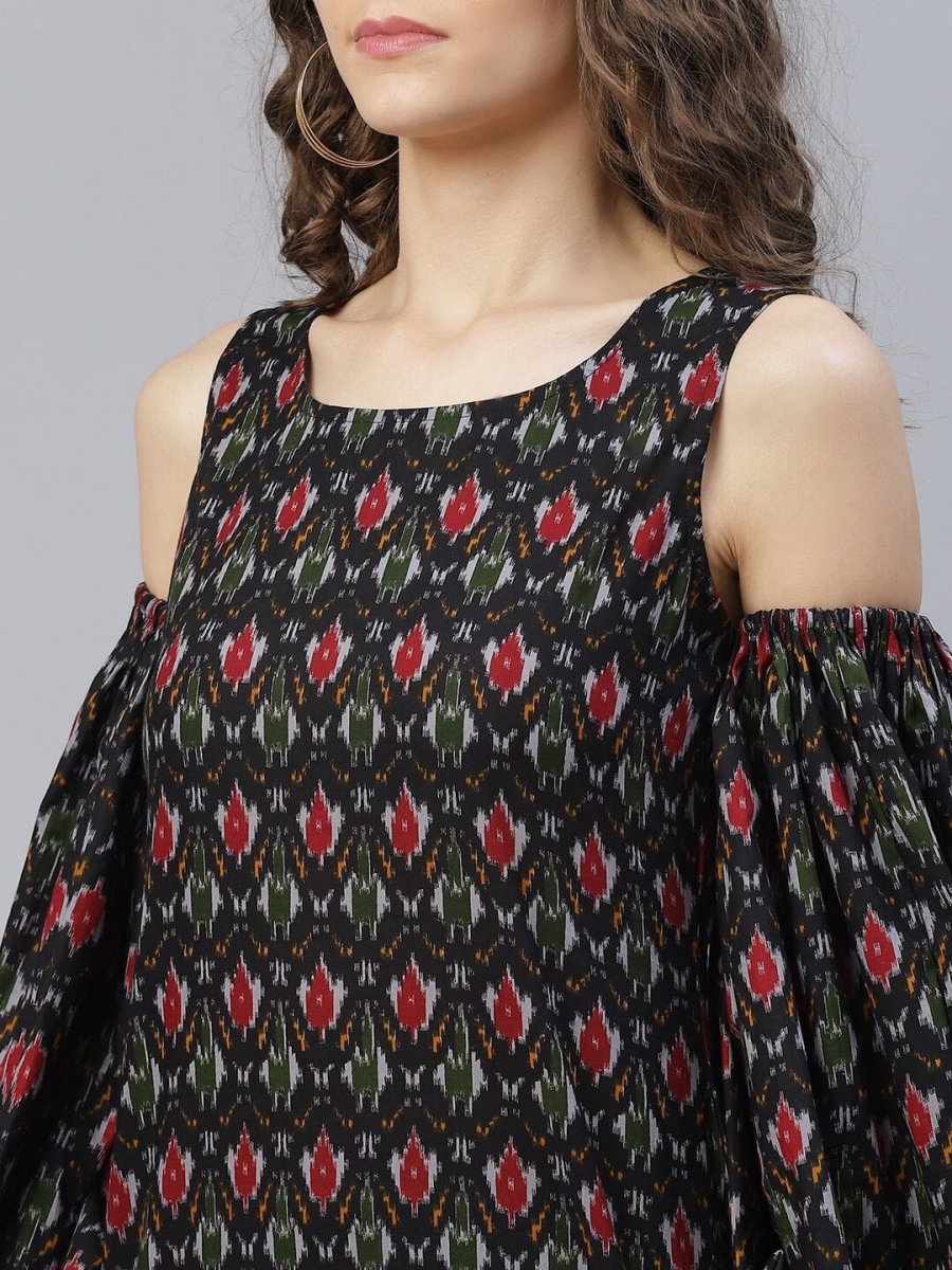 Aks Ethnic Motifs Printed Cold-Shoulder Sleeves Pure Cotton Kurta With Trousers - Distacart